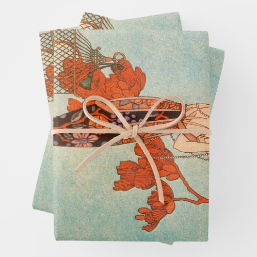 Art Deco, Vluchtige vogel van George Barbier Inpakpapier Vel (In situ)