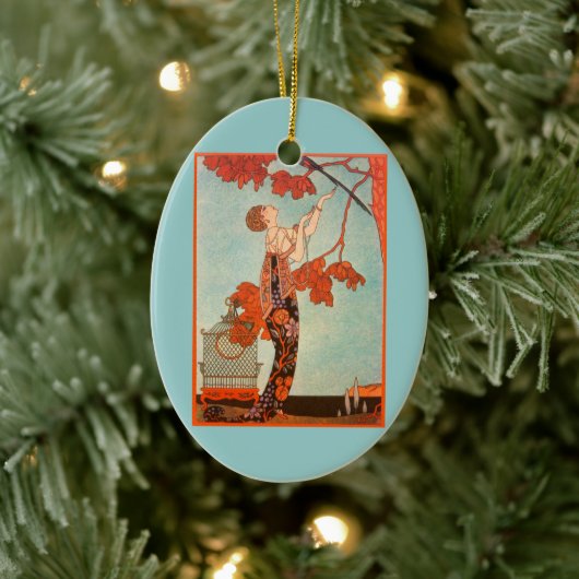  Art Deco, Vluchtige vogel van George Barbier Keramisch Ornament (Boom)