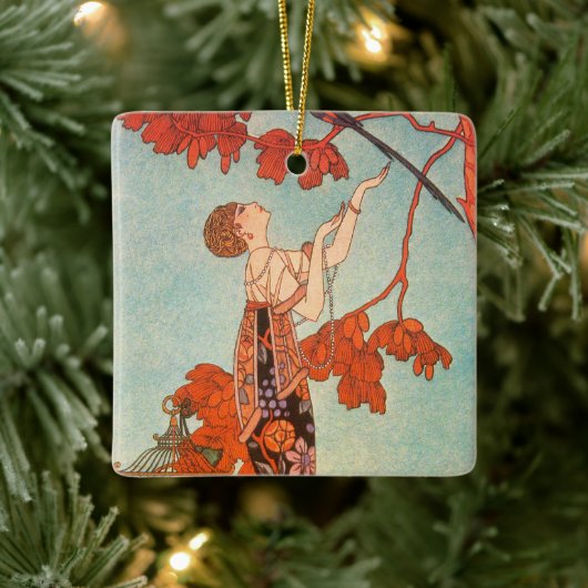  Art Deco, Vluchtige vogel van George Barbier Keramisch Ornament (Boom)