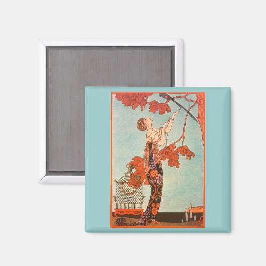  Art Deco, Vluchtige vogel van George Barbier Magneet (Voorkant / Achterkant)