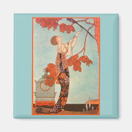  Art Deco, Vluchtige vogel van George Barbier Magneet (Voorkant)