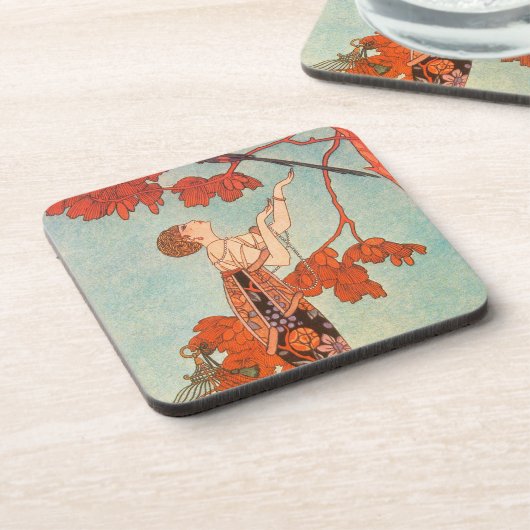  Art Deco, Vluchtige vogel van George Barbier Onderzetter (Linkerzijde)