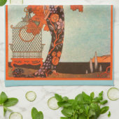  Art Deco, Vluchtige vogel van George Barbier Theedoek (Gevouwen)