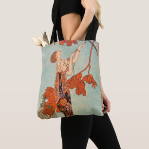  Art Deco, Vluchtige vogel van George Barbier Tote Bag