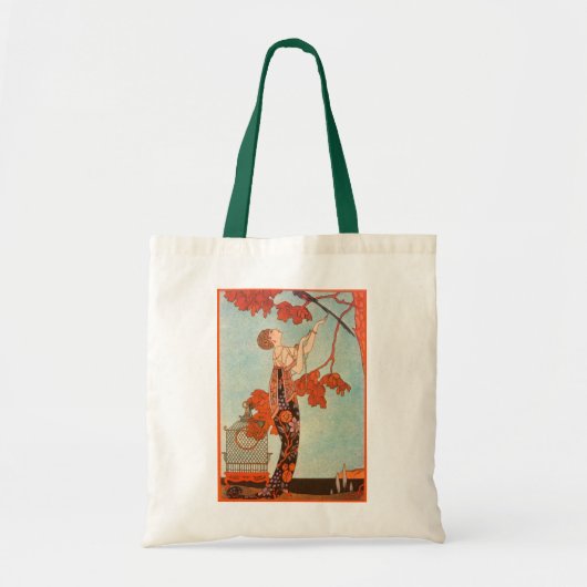  Art Deco, Vluchtige vogel van George Barbier Tote Bag (Voorkant)