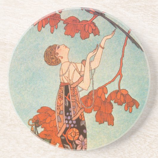  Art Deco, Vluchtige vogel van George Barbier Zandsteen Onderzetter (Voorkant)