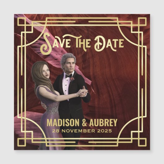 Art Deco Voeg je foto toe met legant Gold Save the (Voorkant)