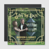 Art Deco Voeg je foto toe met legant Gold Save the (Voorkant / Achterkant)