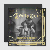 Art Deco Voeg je foto toe met legant Gold Save the (Voorkant / Achterkant)