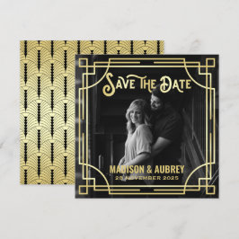 Art Deco Voeg je foto toe met legant Gold Save the Date
