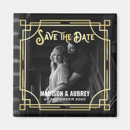 Art Deco Voeg je foto toe met legant Gold Save the Magneet