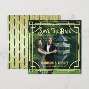 Art Deco Voeg je foto toe met legant Gold Save the Save The Date