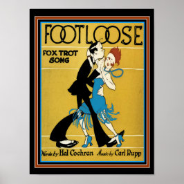 Art Deco "Voetlosse" vel muziek 12 x 16 Poster