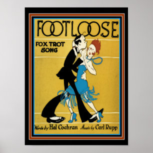 Art Deco "Voetlosse" vel muziek 12 x 16 Poster