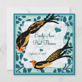 Art Deco Vogel Save the Date uit het verleden (Voorkant)