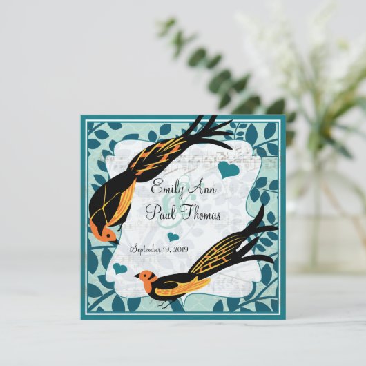 Art Deco Vogel Save the Date uit het verleden (Staand voorkant)