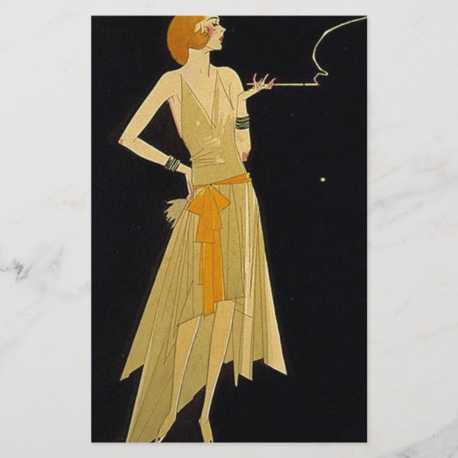 Art Deco Voman Roking Cigarette (Voorkant)