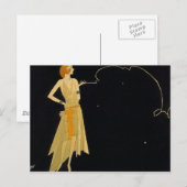 Art Deco Voman Roking Cigarette Briefkaart (Voorkant / Achterkant)