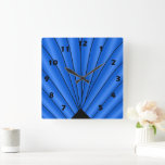 Art Deco voor ontwerp diep blauw Vierkante Klok<br><div class="desc">Wall clock art deco design that you can customise with any text of your keus. Should you require any help with customising then contact us through the link on this page. Art deco wall clock.</div>