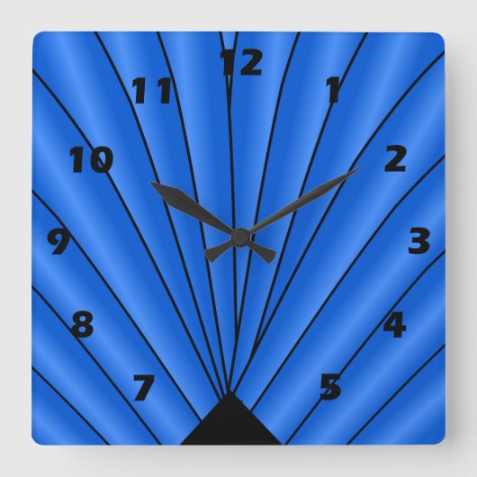 Art Deco voor ontwerp diep blauw Vierkante Klok (Voorkant)