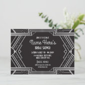 Art Deco Vrijgezellenfeest 1920-partij Gatsby Silv Kaart (Staand voorkant)