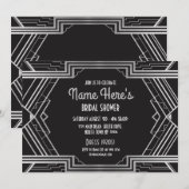 Art Deco Vrijgezellenfeest 1920-partij Gatsby Silv Kaart (Voorkant / Achterkant)