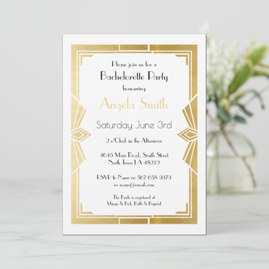 Art Deco Vrijgezellenfeest Bachelorette Party 1920 Kaart (Staand voorkant)