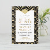 Art Deco Vrijgezellenfeest Black Gold  Kaart (Staand voorkant)