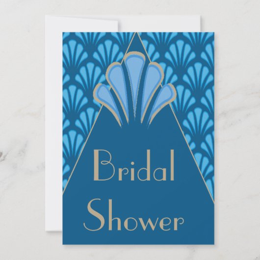 Art Deco Vrijgezellenfeest Blue Kaart (Achterkant)