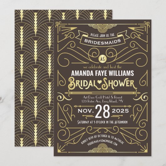 Art Deco Vrijgezellenfeest Elegant Gold Chocolade Kaart (Voorkant / Achterkant)