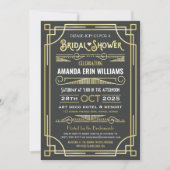 Art Deco Vrijgezellenfeest Elegant Gold Grey Retro Kaart (Voorkant)