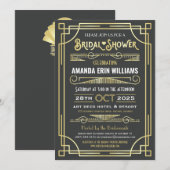 Art Deco Vrijgezellenfeest Elegant Gold Grey Retro Kaart (Voorkant / Achterkant)