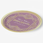 Art Deco Vrijgezellenfeest Elegant Gold Lila Retro Papieren Bordje (Gekanteld)