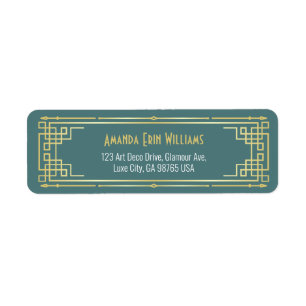 Art Deco Vrijgezellenfeest Elegant Gold Turquoise Etiket