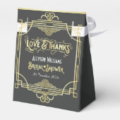 Art Deco Vrijgezellenfeest Elegant Goudgrijs Elega Bedankdoosjes (Achterkant)