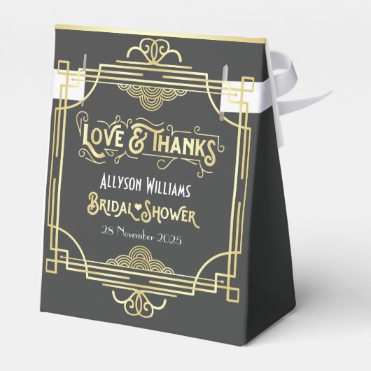 Art Deco Vrijgezellenfeest Elegant Goudgrijs Elega Bedankdoosjes (Achterkant)