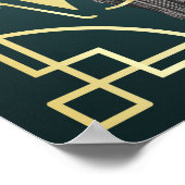 Art Deco Vrijgezellenfeest Foto Welkom Turquoise Poster (Hoek)