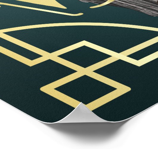 Art Deco Vrijgezellenfeest Foto Welkom Turquoise Poster (Hoek)