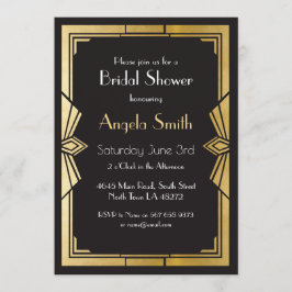 Art Deco Vrijgezellenfeest Gatsby Black Invite 192 Kaart