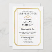 Art Deco Vrijgezellenfeest Gatsby Gold Invite 1920 Kaart (Voorkant)