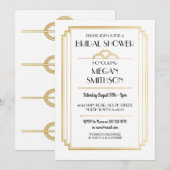 Art Deco Vrijgezellenfeest Gatsby Gold Invite 1920 Kaart (Voorkant / Achterkant)