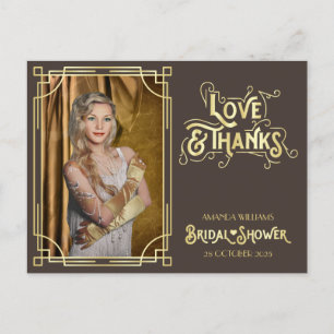 Art Deco Vrijgezellenfeest Gold Chocolade Uw foto Briefkaart