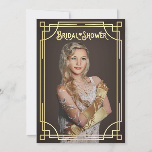 Art Deco Vrijgezellenfeest Gold Chocolade Uw foto Kaart (Voorkant)