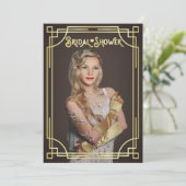 Art Deco Vrijgezellenfeest Gold Chocolade Uw foto Kaart (Staand voorkant)