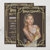 Art Deco Vrijgezellenfeest Gold Chocolade Uw foto Kaart (Voorkant / Achterkant)