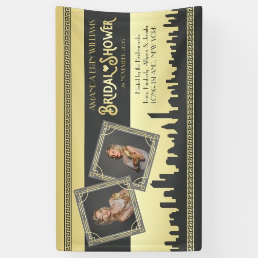 Art Deco Vrijgezellenfeest Gold Uw foto's zijn wel Spandoek (Verticaal)