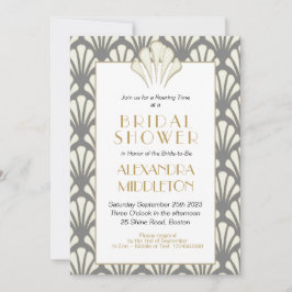 Art Deco Vrijgezellenfeest Grey Gold  Kaart