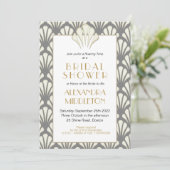 Art Deco Vrijgezellenfeest Grey Gold  Kaart (Staand voorkant)