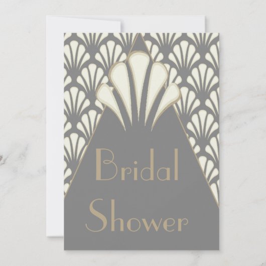 Art Deco Vrijgezellenfeest Grey Gold  Kaart (Achterkant)