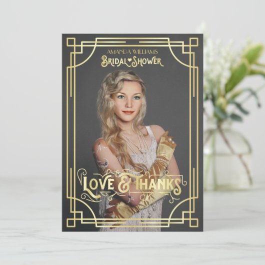 Art Deco Vrijgezellenfeest Liefde en Bedankt Uw Fo (Staand voorkant)